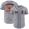 Custom Gray Navy-Orange Authentic Baseball Jersey