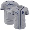 Custom Gray Navy-White Authentic Baseball Jersey