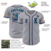 Custom Gray Navy-Teal Authentic Baseball Jersey