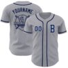 Custom Gray Navy-Light Blue Authentic Baseball Jersey