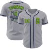 Custom Gray Neon Green-Navy Authentic Baseball Jersey
