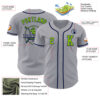 Custom Gray Neon Green-Navy Authentic Baseball Jersey