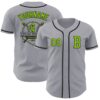 Custom Gray Neon Green-Black Authentic Baseball Jersey