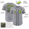 Custom Gray Neon Green-Black Authentic Baseball Jersey