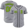 Custom Gray Neon Green-Black Authentic Baseball Jersey