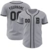 Custom Gray Black Authentic Baseball Jersey