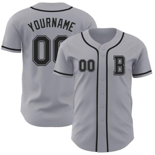 Custom Gray Black Authentic Baseball Jersey
