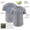 Custom Gray Light Blue-Black Authentic Baseball Jersey