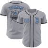 Custom Gray Light Blue-Black Authentic Baseball Jersey