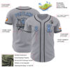 Custom Gray Light Blue-Black Authentic Baseball Jersey