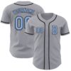 Custom Gray Light Blue-Black Authentic Baseball Jersey