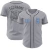 Custom Gray Light Blue-Steel Gray Authentic Baseball Jersey