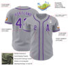 Custom Gray Purple-White Authentic Baseball Jersey
