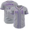Custom Gray Purple-White Authentic Baseball Jersey