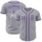 Custom Gray Purple-White Authentic Baseball Jersey