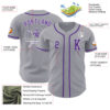 Custom Gray Purple-White Authentic Baseball Jersey