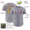 Custom Gray Purple-Gold Authentic Baseball Jersey