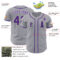 Custom Gray Purple-Black Authentic Baseball Jersey