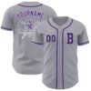 Custom Gray Purple-Black Authentic Baseball Jersey
