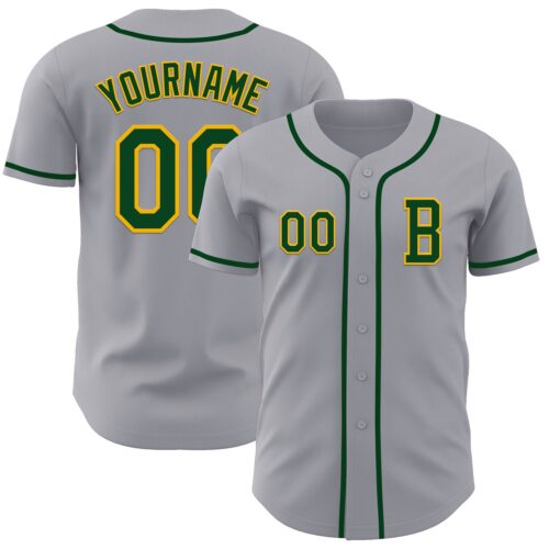Gray1024_deade119-0e80-4824-9e7a-fe6097c8415f Custom Gray Green-Gold Authentic Baseball Jersey