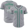 Custom Gray Kelly Green-White Authentic Baseball Jersey