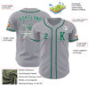 Custom Gray Kelly Green-White Authentic Baseball Jersey