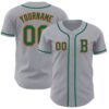 Custom Gray Kelly Green-Orange Authentic Baseball Jersey