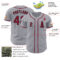 Custom Gray Crimson-Black Authentic Baseball Jersey