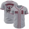 Custom Gray Crimson-Black Authentic Baseball Jersey