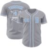 Custom Gray Light Blue-White Authentic Baseball Jersey
