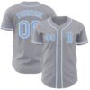 Custom Gray Light Blue-White Authentic Baseball Jersey