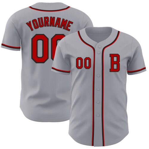 Gray1031_65aa86a4-225c-4949-b90a-629c9befb9ed Custom Gray Red-Black Authentic Baseball Jersey