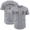 Custom Gray Black-White Authentic Baseball Jersey