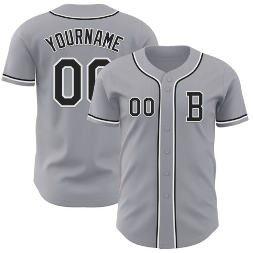 Gray1034_6f36c2a1-e2d0-4627-8bf2-4af2ede2bbe8 Custom Gray Black-White Authentic Baseball Jersey