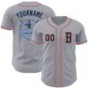 Custom Gray Black Powder Blue-Orange Authentic Baseball Jersey