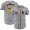 Custom Gray Navy-Gold Authentic Baseball Jersey