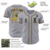 Custom Gray Navy-Gold Authentic Baseball Jersey