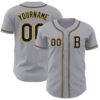 Custom Gray Navy-Gold Authentic Baseball Jersey