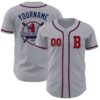 Custom Gray Red-Navy Authentic Baseball Jersey