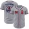 Custom Gray Red-Navy Authentic Baseball Jersey