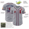 Custom Gray Red-Navy Authentic Baseball Jersey