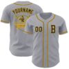Custom Gray Black-Gold Authentic Baseball Jersey
