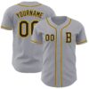 Custom Gray Black-Gold Authentic Baseball Jersey