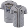 Custom Gray Navy-Old Gold Authentic Baseball Jersey