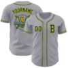 Custom Gray Green-Gold Authentic Baseball Jersey