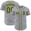 Custom Gray Green-Gold Authentic Baseball Jersey