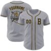 Custom Gray Black-Old Gold Authentic Baseball Jersey