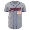 Custom Gray White Orange-Royal Authentic Baseball Jersey