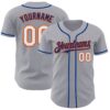 Custom Gray White Orange-Royal Authentic Baseball Jersey