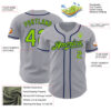 Custom Gray Neon Green-Navy Authentic Baseball Jersey